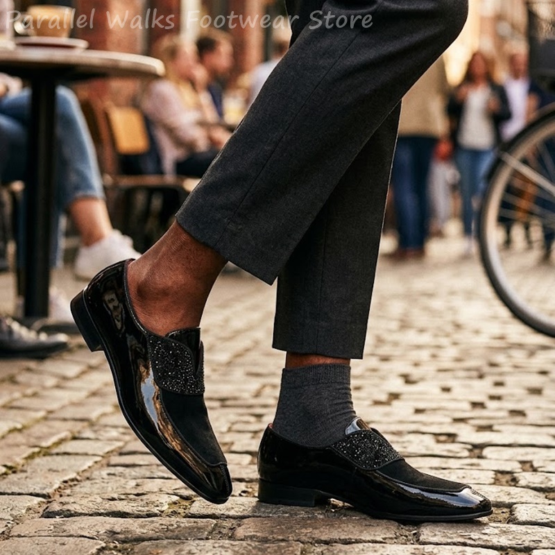 Men'S Shoes Smart - Mocassins pour hommes noirs en similicuir